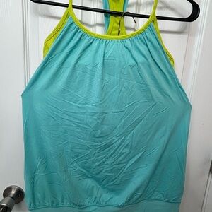 lululemon athletica  No Limits Teal and Lime Tank Top size 10